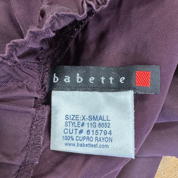 Babette SF satin burgundy wide leg ankle pant size Small Rayon elastic waist - Picture 15 of 16